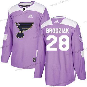 Adidas Herren St. Louis Blues #28 Kyle Brodziak Authentisch Bekämpft Krebs Strickerei NHL Trikots – Lila