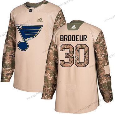 Adidas Herren St. Louis Blues #30 Martin Brodeur Authentisch 2017 Veterans Day Strickerei NHL Trikots – Tarnfarbe