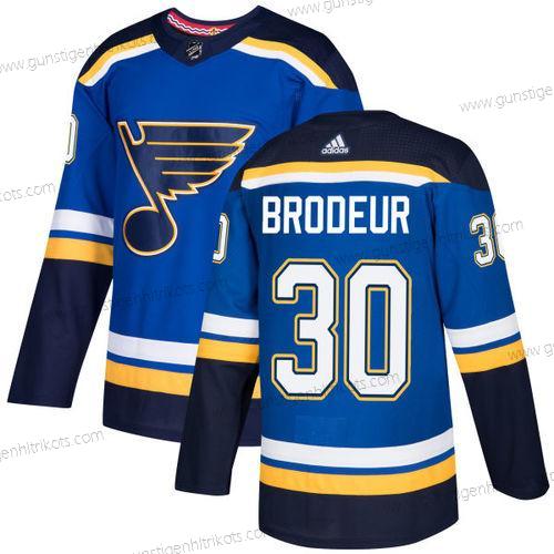 Adidas Herren St. Louis Blues #30 Martin Brodeur Heimtrikots Authentisch Strickerei NHL Trikots – Blau