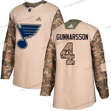 Adidas Herren St. Louis Blues #4 Carl Gunnarsson Authentisch 2017 Veterans Day Strickerei NHL Trikots – Tarnfarbe