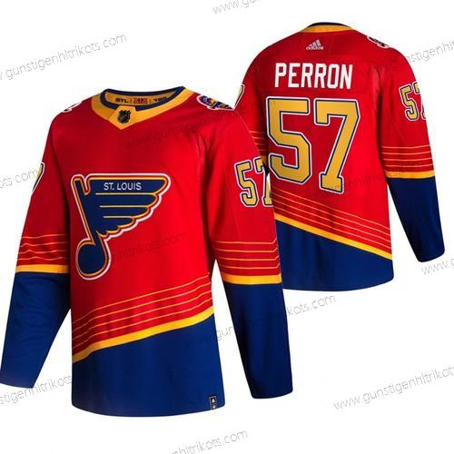 Adidas Herren St. Louis Blues #57 David Perron 2020-21 Rückseite Retro ersatzweise NHL Trikots – Rot