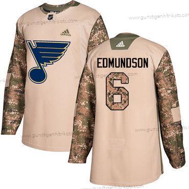 Adidas Herren St. Louis Blues #6 Joel Edmundson Authentisch 2017 Veterans Day Strickerei NHL Trikots – Tarnfarbe