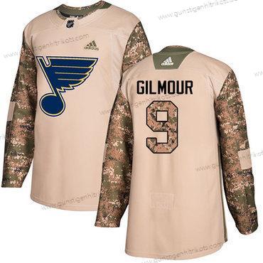 Adidas Herren St. Louis Blues #9 Doug Gilmour Authentisch 2017 Veterans Day Strickerei NHL Trikots – Tarnfarbe