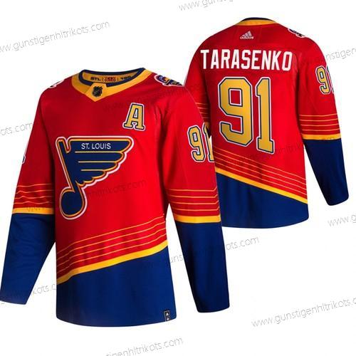 Adidas Herren St. Louis Blues #91 Vladimir Tarasenko 2020-21 Rückseite Retro ersatzweise NHL Trikots – Rot