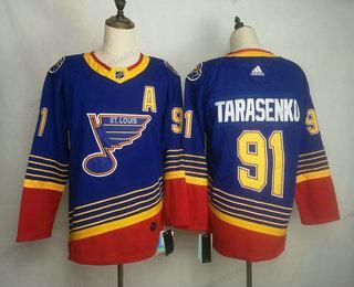 Adidas Herren St. Louis Blues #91 Vladimir Tarasenko Strickerei NHL Retro Trikots – Blau