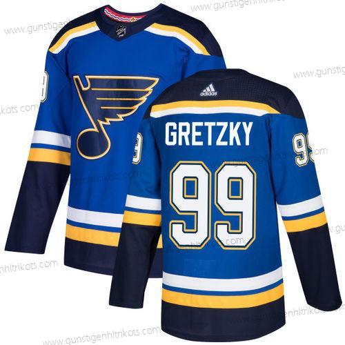 Adidas Herren St. Louis Blues #99 Wayne Gretzky Heimtrikots Authentisch Strickerei NHL Trikots – Blau