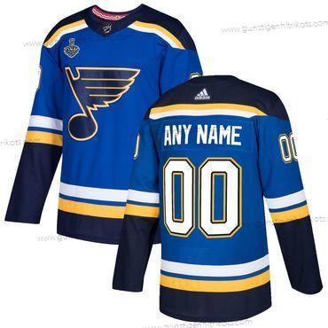 Adidas Herren St. Louis Blues Personalisiertes Authentisch Heimtrikots NHL Trikots With 2019 Stanley Cup Finals Patch – Blau Schwarz