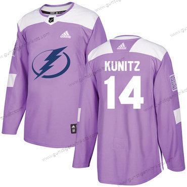 Adidas Herren Tampa Bay Lightning #14 Chris Kunitz Authentisch Bekämpft Krebs Strickerei NHL Trikots – Lila