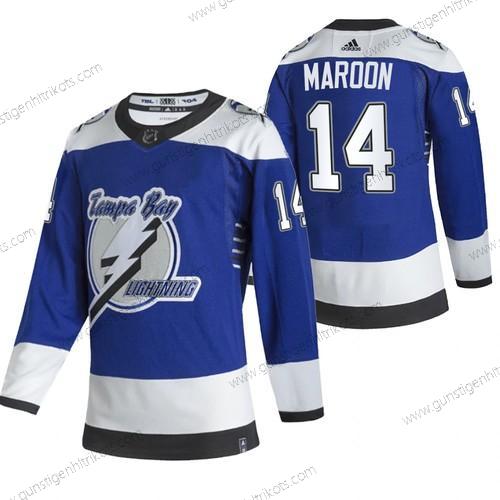 Adidas Herren Tampa Bay Lightning #14 Patrick Maroon 2020-21 Rückseite Retro ersatzweise NHL Trikots – Blau