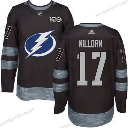 Adidas Herren Tampa Bay Lightning #17 Alex Killorn 1917-2017 100th Jahrestag Strickerei NHL Trikots – Schwarz