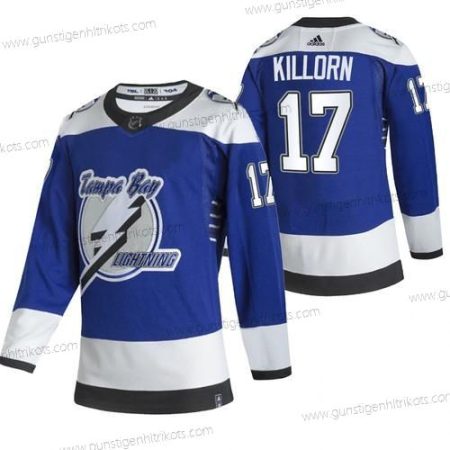 Adidas Herren Tampa Bay Lightning #17 Alex Killorn 2020-21 Rückseite Retro ersatzweise NHL Trikots – Blau