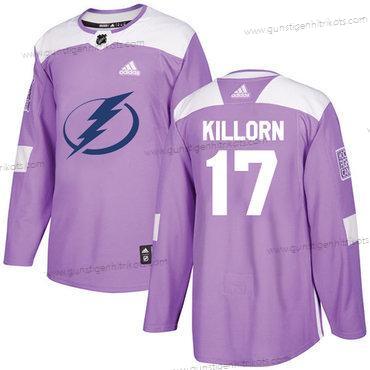 Adidas Herren Tampa Bay Lightning #17 Alex Killorn Authentisch Bekämpft Krebs Strickerei NHL Trikots – Lila