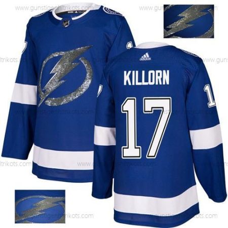 Adidas Herren Tampa Bay Lightning #17 Alex Killorn Heimtrikots Authentisch Strickerei NHL Trikots – Blau Gold