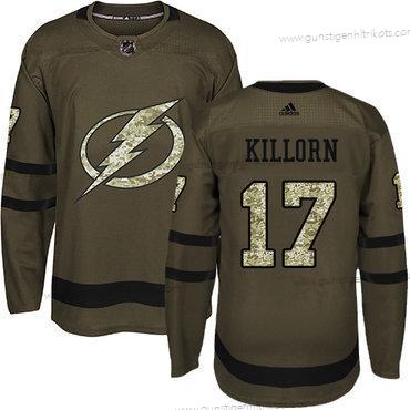 Adidas Herren Tampa Bay Lightning #17 Alex Killorn Salute to Service Strickerei NHL Trikots – Grün