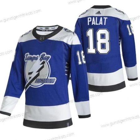 Adidas Herren Tampa Bay Lightning #18 Ondrej Palat 2020-21 Rückseite Retro ersatzweise NHL Trikots – Blau