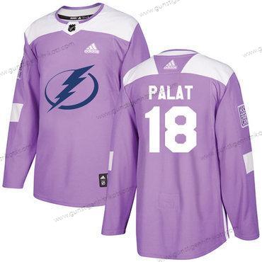 Adidas Herren Tampa Bay Lightning #18 Ondrej Palat Authentisch Bekämpft Krebs Strickerei NHL Trikots – Lila