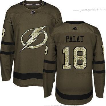 Adidas Herren Tampa Bay Lightning #18 Ondrej Palat Salute to Service Strickerei NHL Trikots – Grün