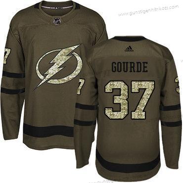 Adidas Herren Tampa Bay Lightning #37 Yanni Gourde Salute to Service Strickerei NHL Trikots – Grün