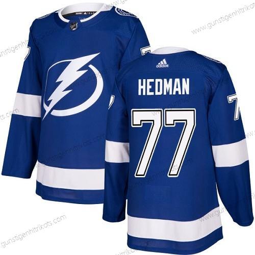 Adidas Herren Tampa Bay Lightning #77 Victor Hedman Heimtrikots Authentisch Strickerei NHL Trikots – Blau