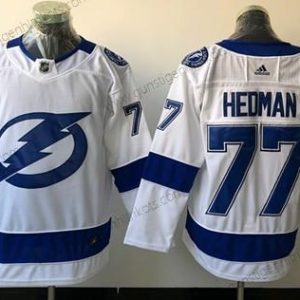 Adidas Herren Tampa Bay Lightning #77 Victor Hedman Road Authentisch Strickerei NHL Trikots – Weiß