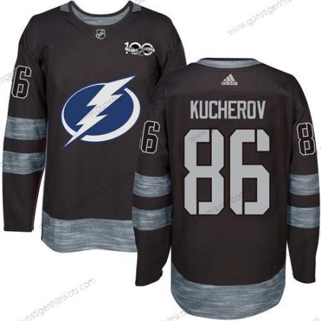 Adidas Herren Tampa Bay Lightning #86 Nikita Kucherov 1917-2017 100th Jahrestag Strickerei NHL Trikots – Schwarz