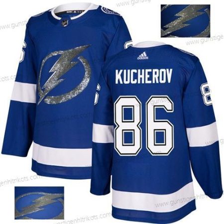 Adidas Herren Tampa Bay Lightning #86 Nikita Kucherov Heimtrikots Authentisch Strickerei NHL Trikots – Blau Gold