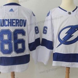 Adidas Herren Tampa Bay Lightning #86 Nikita Kucherov Road Authentisch Strickerei NHL Trikots – Weiß