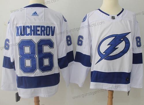 Adidas Herren Tampa Bay Lightning #86 Nikita Kucherov Road Authentisch Strickerei NHL Trikots – Weiß