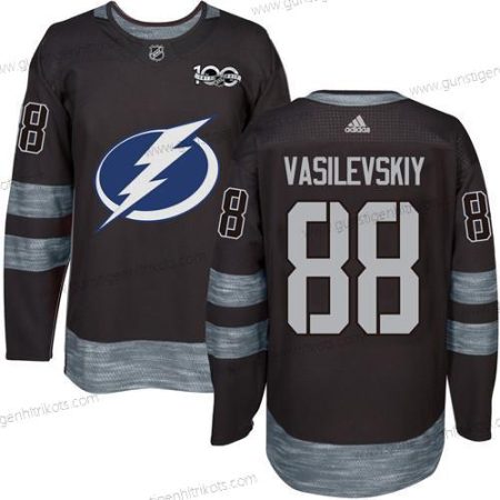 Adidas Herren Tampa Bay Lightning #88 Andrei Vasilevskiy 1917-2017 100th Jahrestag Strickerei NHL Trikots – Schwarz