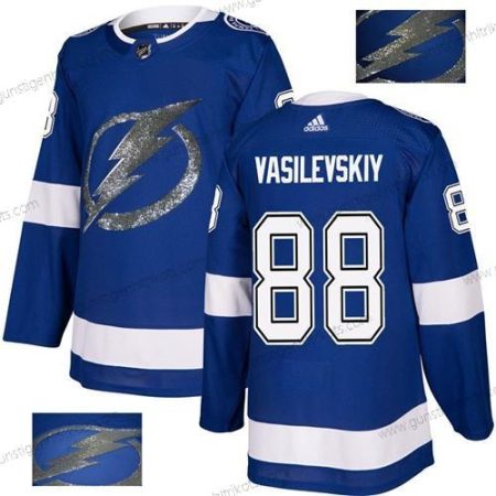 Adidas Herren Tampa Bay Lightning #88 Andrei Vasilevskiy Heimtrikots Authentisch Strickerei NHL Trikots – Blau Gold