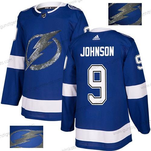 Adidas Herren Tampa Bay Lightning #9 Tyler Johnson Heimtrikots Authentisch Strickerei NHL Trikots – Blau Gold