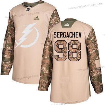 Adidas Herren Tampa Bay Lightning #98 Mikhail Sergachev Authentisch 2017 Veterans Day Strickerei NHL Trikots – Tarnfarbe