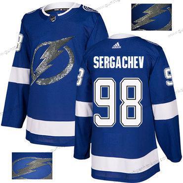 Adidas Herren Tampa Bay Lightning #98 Mikhail Sergachev Heimtrikots Authentisch Strickerei NHL Trikots – Blau Gold