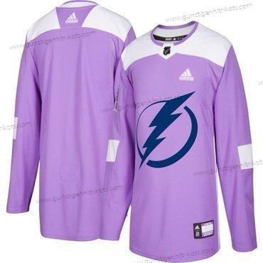 Adidas Herren Tampa Bay Lightning Personalisiertes Hockey Bekämpft Krebs Praxis Trikots – Lila Rosa