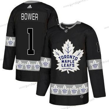 Adidas Herren Toronto Maple Leafs #1 Johnny Bower Team Logos Trikots – Schwarz