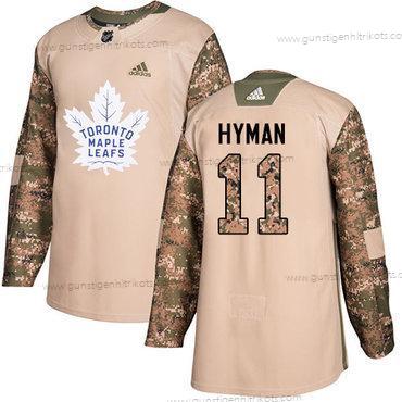 Adidas Herren Toronto Maple Leafs #11 Zach Hyman Authentisch 2017 Veterans Day Strickerei NHL Trikots – Tarnfarbe