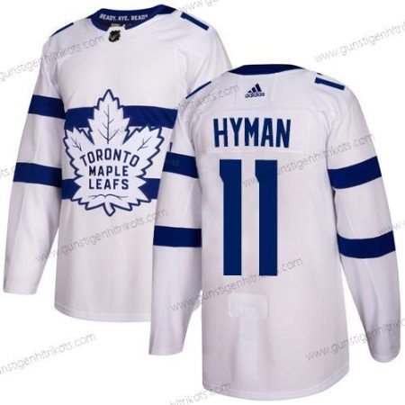 Adidas Herren Toronto Maple Leafs #11 Zach Hyman Authentisch 2018 Stadium Series Strickerei NHL Trikots – Weiß