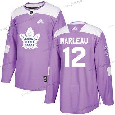 Adidas Herren Toronto Maple Leafs #12 Patrick Marleau Authentisch Bekämpft Krebs Strickerei NHL Trikots – Lila