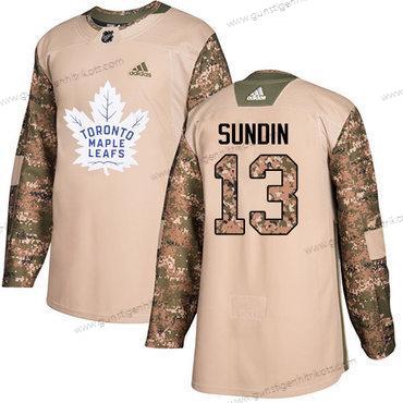 Adidas Herren Toronto Maple Leafs #13 Mats Sundin Authentisch 2017 Veterans Day Strickerei NHL Trikots – Tarnfarbe