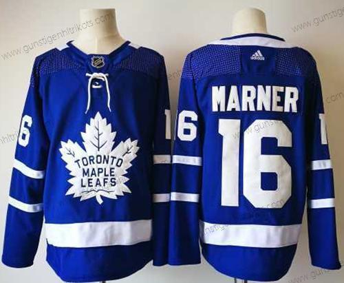 Adidas Herren Toronto Maple Leafs #16 Mitchell Marner Royal Heimtrikots 2017-2018 Hockey Strickerei NHL Trikots – Blau