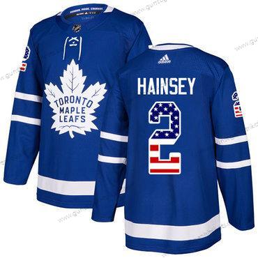 Adidas Herren Toronto Maple Leafs #2 Ron Hainsey Heimtrikots Authentisch USA Flag Strickerei NHL Trikots – Blau