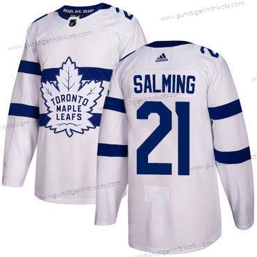 Adidas Herren Toronto Maple Leafs #21 Borje Salming Authentisch 2018 Stadium Series Strickerei NHL Trikots – Weiß