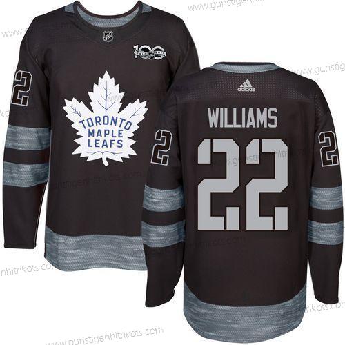 Adidas Herren Toronto Maple Leafs #22 Tiger Williams 100th Jahrestag Strickerei NHL 2017 Hockey Trikots – Schwarz