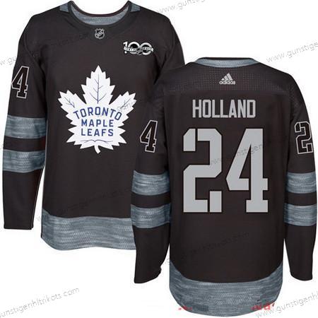 Adidas Herren Toronto Maple Leafs #24 Peter Holland 100th Jahrestag Strickerei NHL 2017 Hockey Trikots – Schwarz