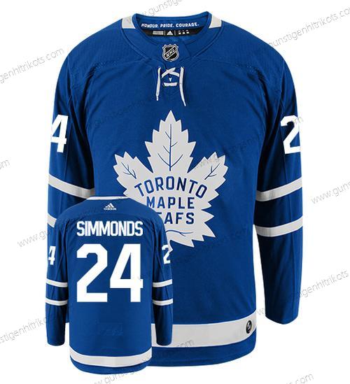 Adidas Herren Toronto Maple Leafs #24 Wayne Simmonds Authentisch Heimtrikots NHL Hockey Trikots – Blau Weiß