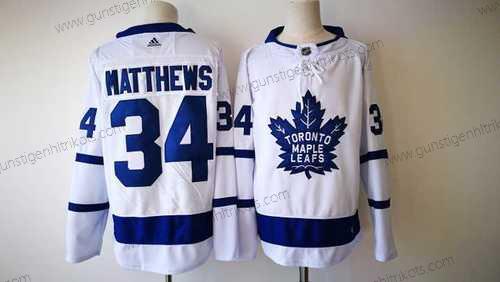 Adidas Herren Toronto Maple Leafs #34 Auston Matthews 2017-2018 Hockey Strickerei NHL Trikots – Weiß