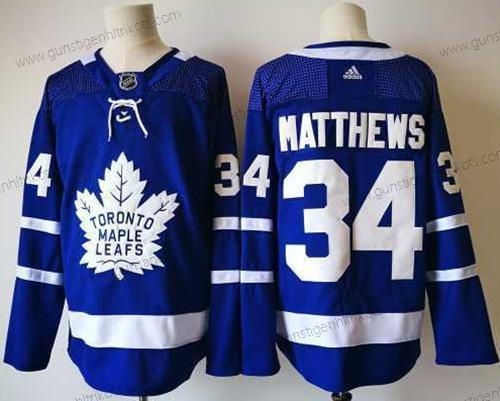 Adidas Herren Toronto Maple Leafs #34 Auston Matthews Royal Heimtrikots 2017-2018 Hockey Strickerei NHL Trikots – Blau