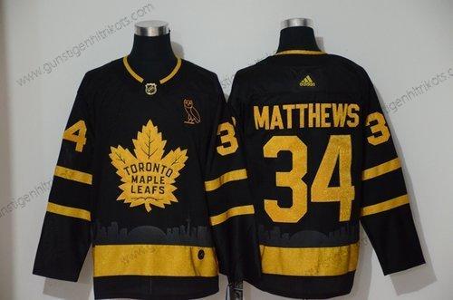 Adidas Herren Toronto Maple Leafs 34 Auston Matthews Trikots – Schwarz Gold