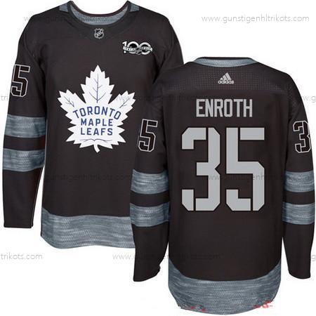 Adidas Herren Toronto Maple Leafs #35 Jhonas Enroth 100th Jahrestag Strickerei NHL 2017 Hockey Trikots – Schwarz