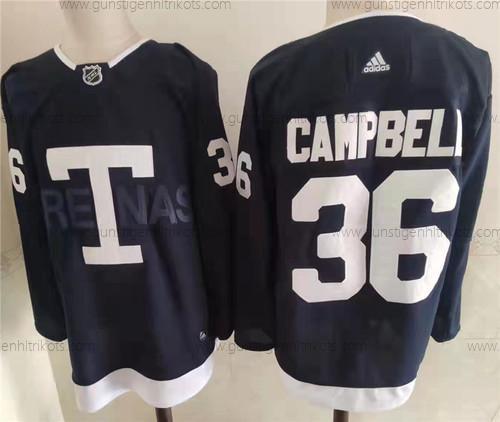 Adidas Herren Toronto Maple Leafs 36 Jack Campbell 2022 NHL Heritage Klassisch Trikots – Marineblau